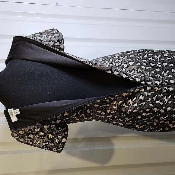 Badgley Mischka Womens Lainey Leopard Sequin Cocktail Midi Dress Size 6 EUC - Picture 4 of 9